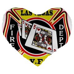 Las Vegas Fire Department Large 19  Premium Heart Shape Cushions by Bigfootshirtshop
