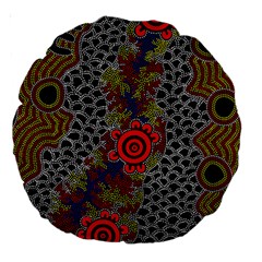 Aboriginal Art - Campsite Large 18  Premium Round Cushions by hogartharts