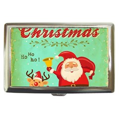Vintage Merry Christmas Daning Santa And Reindeer Cigarette Money Cases by allthingseveryone