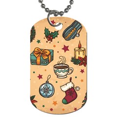 Cute Vintage Christmas Pattern Dog Tag (one Side) by allthingseveryone