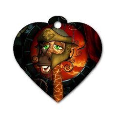 Funny Giraffe With Helmet Dog Tag Heart (two Sides) by FantasyWorld7