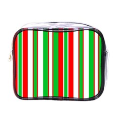 Christmas Holiday Stripes Red Mini Toiletries Bags by Celenk