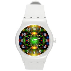 Christmas Ornament Fractal Round Plastic Sport Watch (m) by Celenk