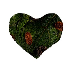 Branch Christmas Cone Evergreen Standard 16  Premium Flano Heart Shape Cushions by Celenk