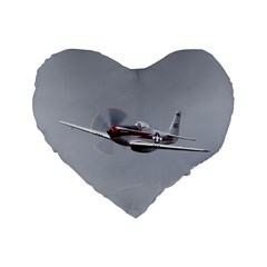 P-51 Mustang Flying Standard 16  Premium Flano Heart Shape Cushions by Ucco