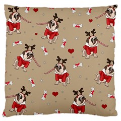 Pug Xmas Pattern Large Cushion Case (two Sides) by Valentinaart