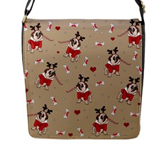 Pug Xmas Pattern Flap Messenger Bag (l)  by Valentinaart