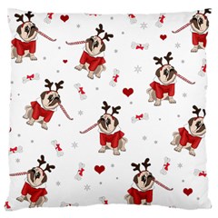 Pug Xmas Pattern Large Cushion Case (two Sides) by Valentinaart