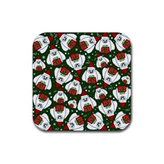 Yeti Xmas Pattern Rubber Square Coaster (4 Pack)  by Valentinaart