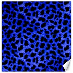 Blue Cheetah Print  Canvas 16  X 16   by Bigfootshirtshop