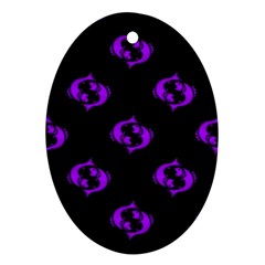 Purple Pisces On Black Background Oval Ornament (two Sides) by allthingseveryone