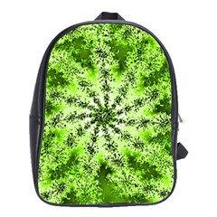 Lime Green Starburst Fractal School Bag (large) by allthingseveryone