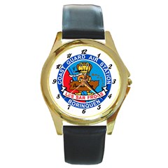 Coast Guard Air Station Borinquen Puerto Rico Round Gold Metal Watch by Bigfootshirtshop