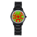 Redg Reen Christmas Background Stainless Steel Round Watch