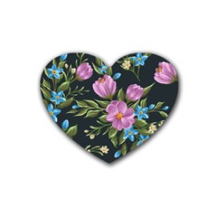 Beautiful Floral Pattern Heart Coaster (4 Pack) 
