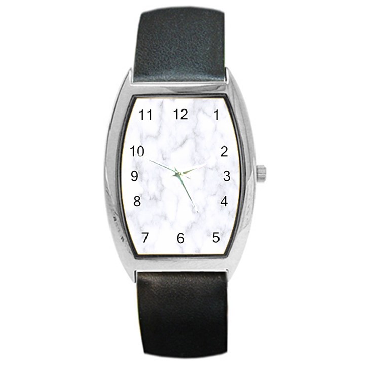 Marble Texture White Pattern Barrel Style Metal Watch