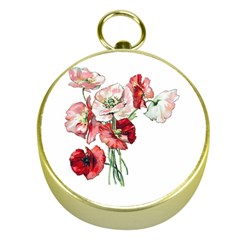 Flowers Poppies Poppy Vintage Gold Compasses by Celenk
