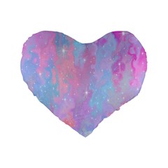 Space Psychedelic Colorful Color Standard 16  Premium Flano Heart Shape Cushions by Celenk