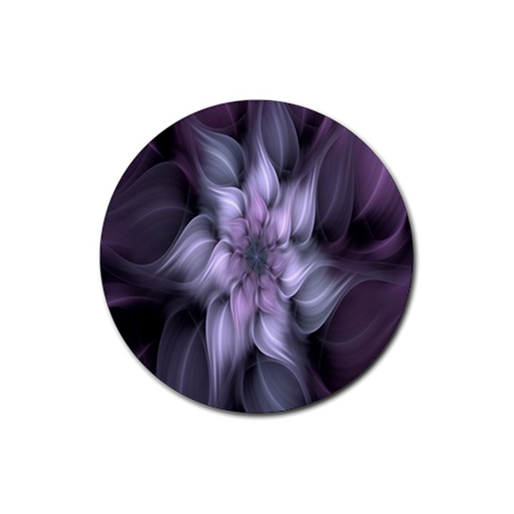 Fractal Flower Lavender Art Rubber Round Coaster (4 pack) 