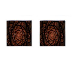 Fractal Red Brown Glass Fantasy Cufflinks (square)