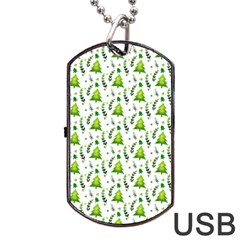 Watercolor Christmas Tree Dog Tag Usb Flash (two Sides) by patternstudio