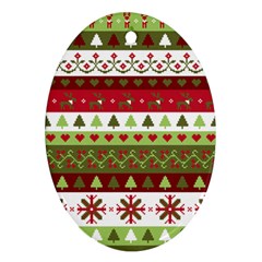 Christmas Spirit Pattern Oval Ornament (two Sides) by patternstudio