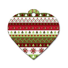 Christmas Spirit Pattern Dog Tag Heart (one Side) by patternstudio
