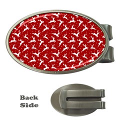 Red Reindeers Money Clips (oval)  by patternstudio