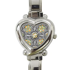 Beveled Geometric Pattern Heart Italian Charm Watch by linceazul