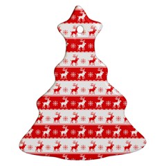 Knitted Red White Reindeers Ornament (christmas Tree)  by patternstudio