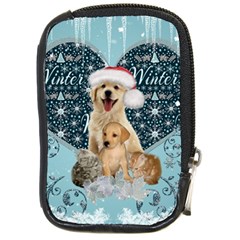 It s Winter And Christmas Time, Cute Kitten And Dogs Compact Camera Cases by FantasyWorld7