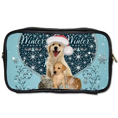 It s Winter And Christmas Time, Cute Kitten And Dogs Toiletries Bags 2-side by FantasyWorld7