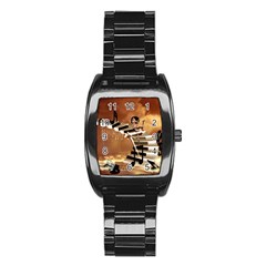 Cute Little Girl Dancing On A Piano Stainless Steel Barrel Watch by FantasyWorld7