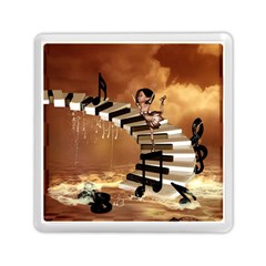 Cute Little Girl Dancing On A Piano Memory Card Reader (square)  by FantasyWorld7