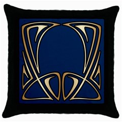 Art Nouveau,vintage,floral,belle Époque,elegant,blue,gold,art Deco,modern,trendy Throw Pillow Case (black) by NouveauDesign