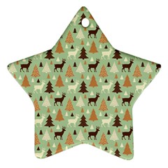 Reindeer Tree Forest Art Ornament (star) by patternstudio