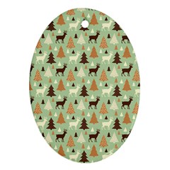 Reindeer Tree Forest Art Oval Ornament (two Sides) by patternstudio