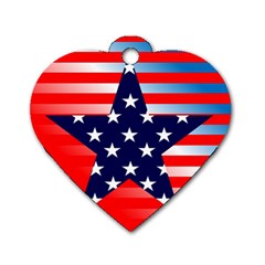 Patriotic American Usa Design Red Dog Tag Heart (two Sides) by Celenk