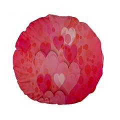 Pink Hearts Pattern Standard 15  Premium Round Cushions by Celenk
