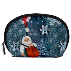 Funny Santa Claus With Snowman Accessory Pouches (large)  by FantasyWorld7