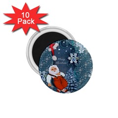 Funny Santa Claus With Snowman 1 75  Magnets (10 Pack)  by FantasyWorld7