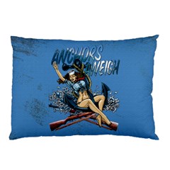 Navy Anchor s Aweigh Pinup Girl Pillow Case (two Sides) by Bigfootshirtshop