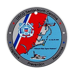 Coast Guard Sector North Carolina  Round Ornament (two Sides) by Bigfootshirtshop