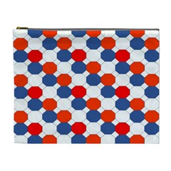 Geometric Design Red White Blue Cosmetic Bag (xl) by Celenk