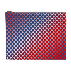 Dots Red White Blue Gradient Cosmetic Bag (xl) by Celenk
