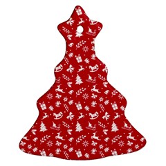 Red Christmas Pattern Ornament (christmas Tree)  by patternstudio