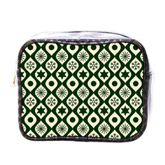 Green Ornate Christmas Pattern Mini Toiletries Bags by patternstudio