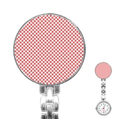 Sexy Red And White Polka Dot Stainless Steel Nurses Watch by PodArtist