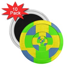 Fabric 3d Geometric Circles Lime 2 25  Magnets (10 Pack)  by Celenk