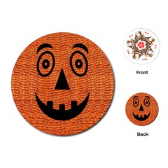 Fabric Halloween Pumpkin Funny Playing Cards (round)  by Celenk